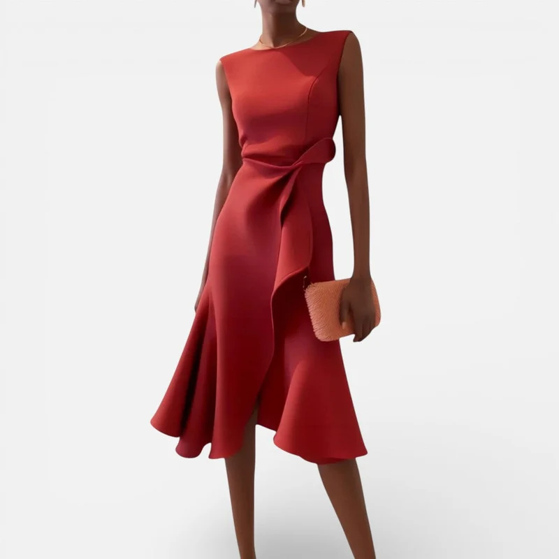 Damen Maxikleid mit V Ausschnitt und fließender Silhouette