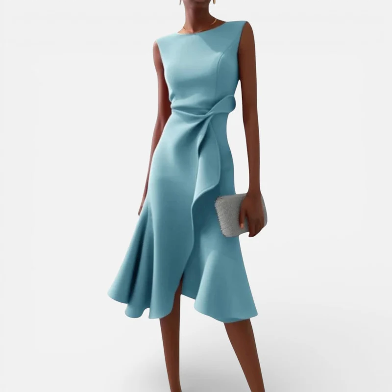 Damen Maxikleid mit V Ausschnitt und fließender Silhouette