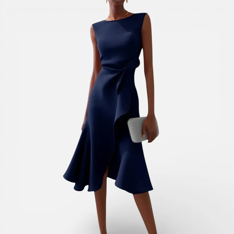 Damen Maxikleid mit V Ausschnitt und fließender Silhouette