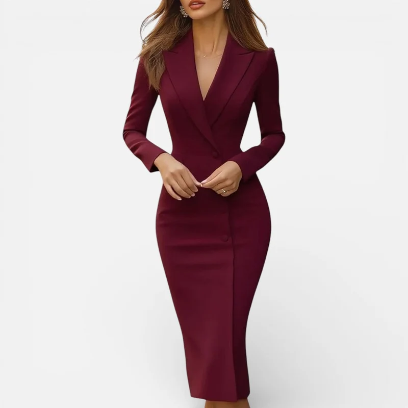 Damen Blazer Kleid mit Knopfleiste und taillierter Passform