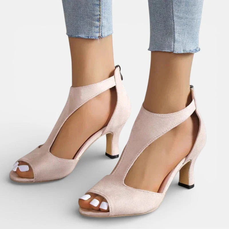 Orthopädische Damen Sandalen mit Absatz und offener Spitze