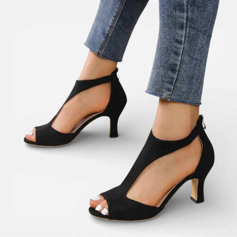 Orthopädische Damen Sandalen mit Absatz und offener Spitze