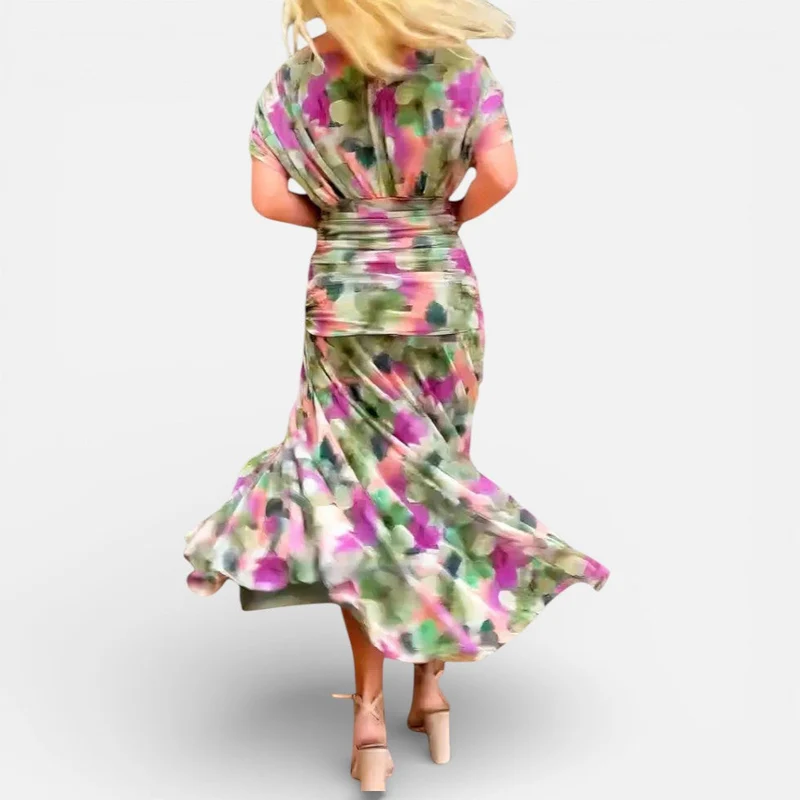 Schulterfreies Midikleid mit Drapierung