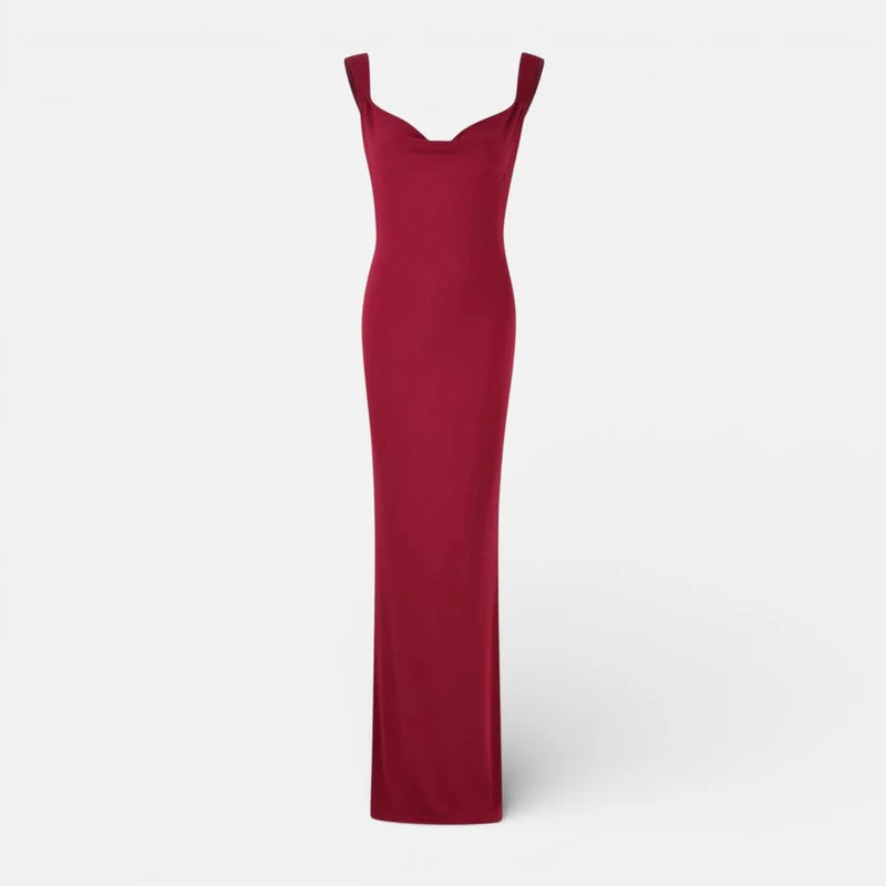 Langes Abendkleid mit Herzausschnitt und Schleife