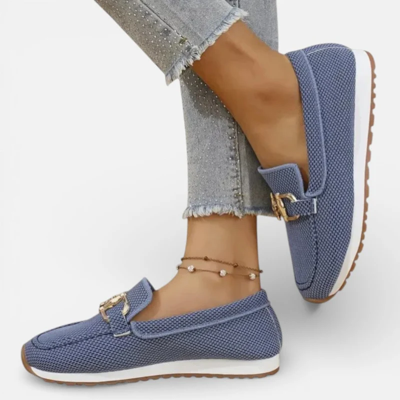 Orthopädische Damen Slipper aus Mesh mit dekorativer Schnalle