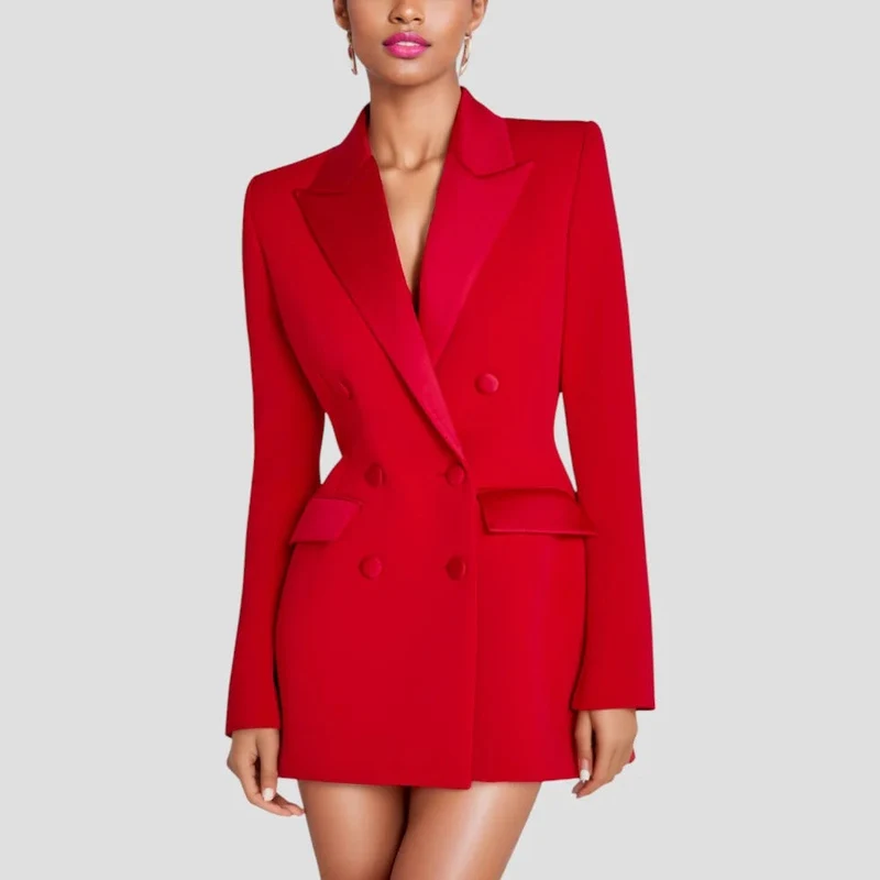 Blazer-Kleid mit doppelreihigem Design und Taschendetails
