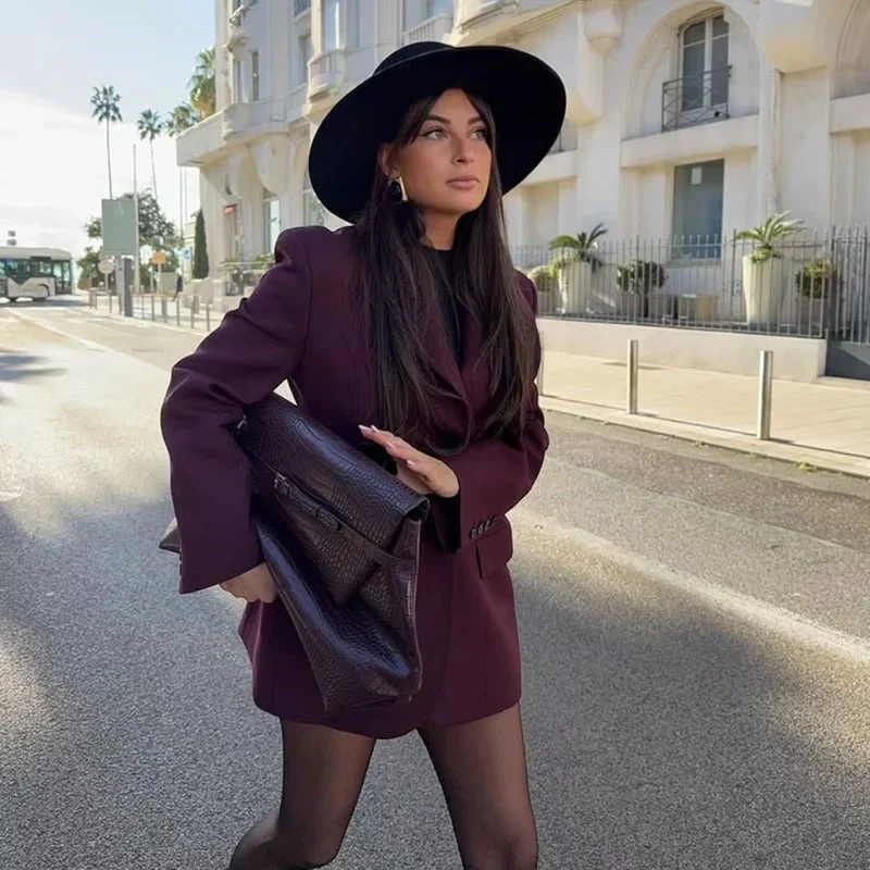 Damenblazer-Kleid, langärmelig, tailliert