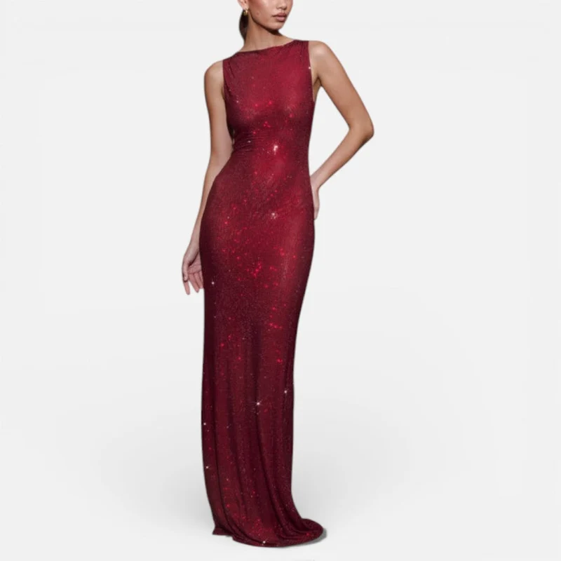 Langes ärmelloses Abendkleid mit schmaler Passform