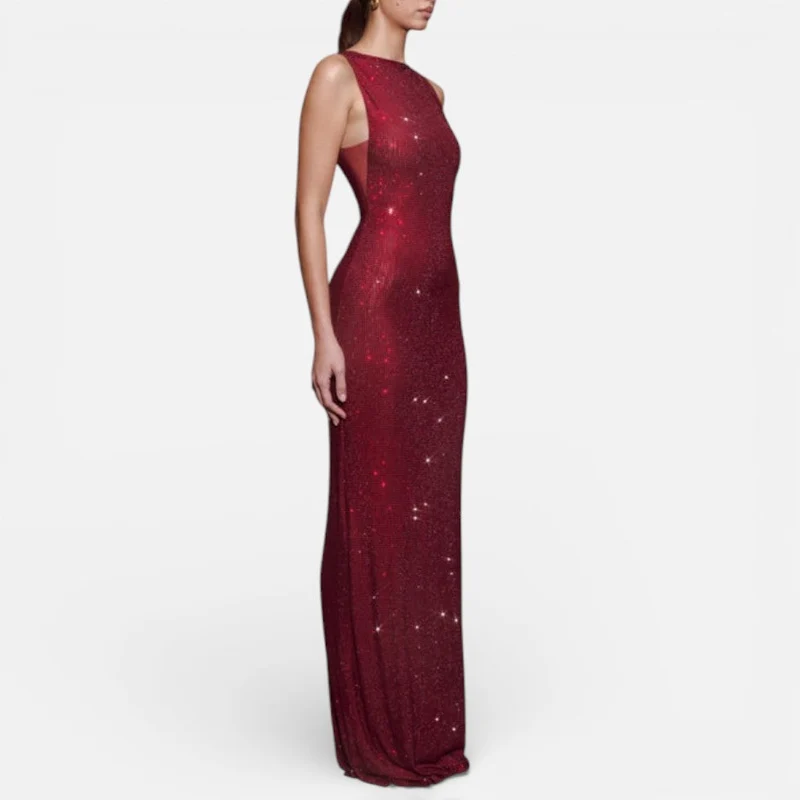 Langes ärmelloses Abendkleid mit schmaler Passform