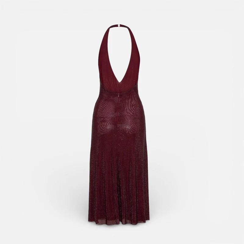 Midikleid mit tiefem Rückenausschnitt und Neckholder