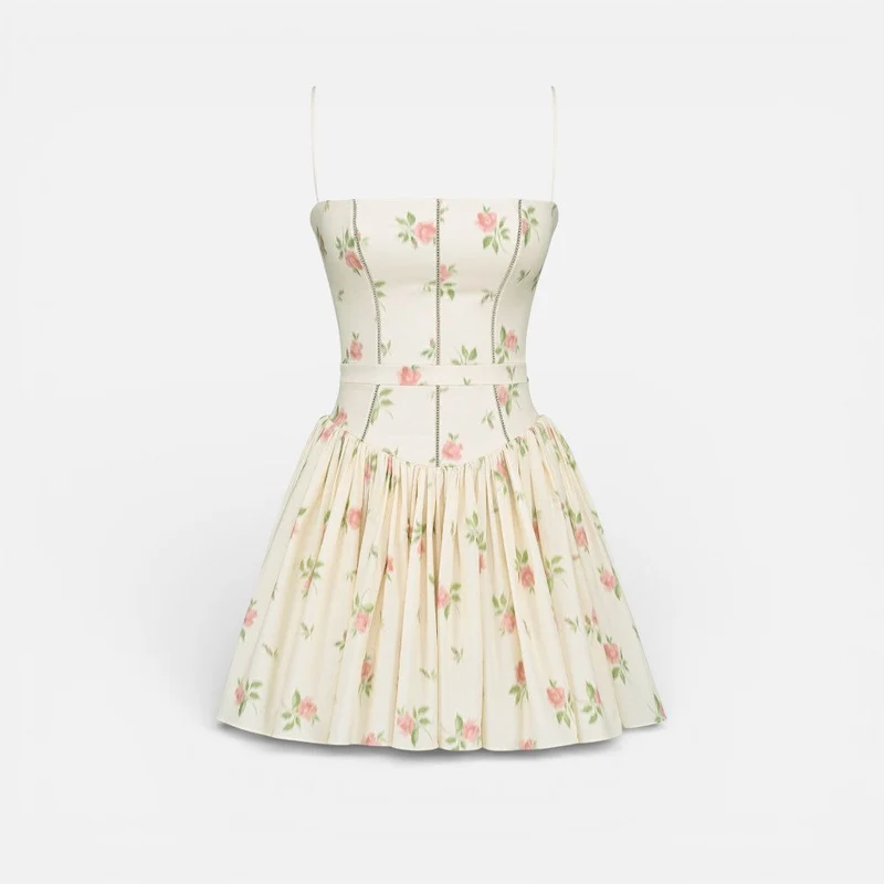 Kurzes Kleid mit Korsettoberteil und Blumenmuster