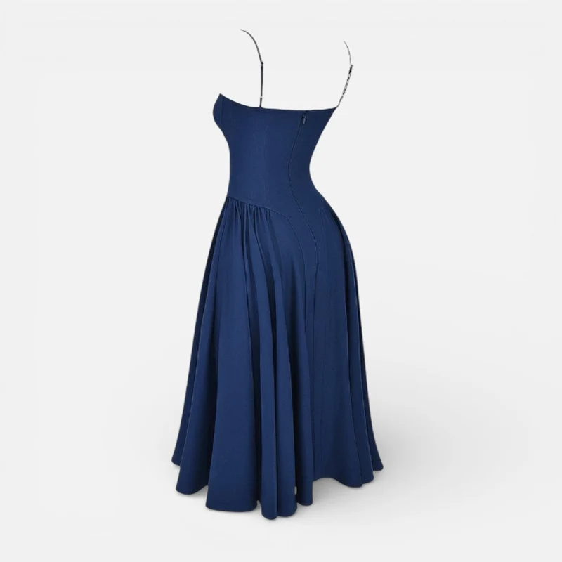 Midikleid mit Korsettoptik und Spaghettiträgern