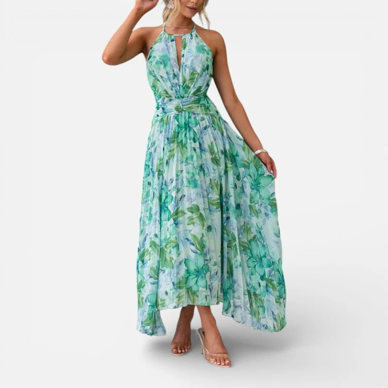 Damen Midikleid mit Neckholder und floralem Muster