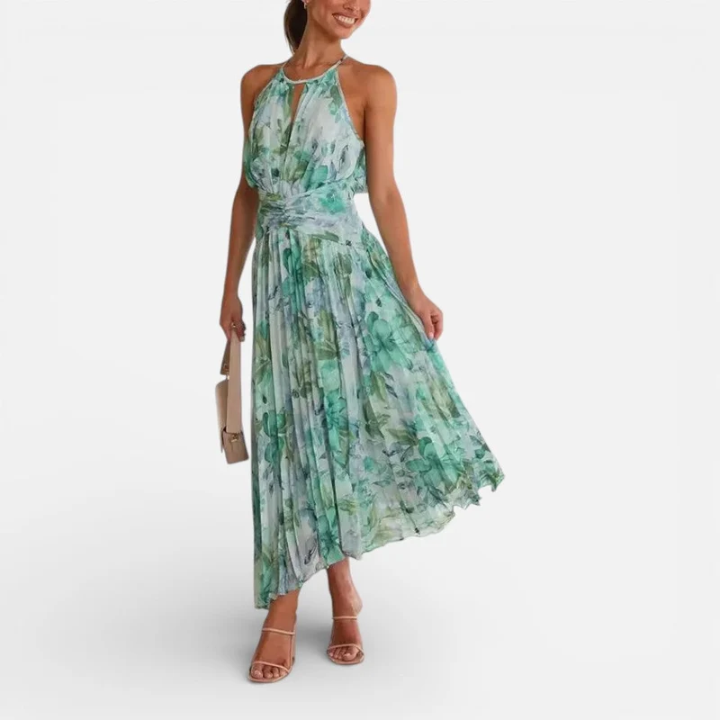 Damen Midikleid mit Neckholder und floralem Muster