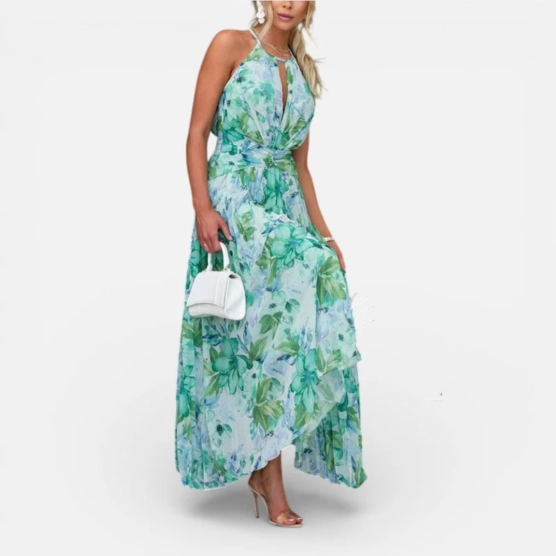 Damen Midikleid mit Neckholder und floralem Muster