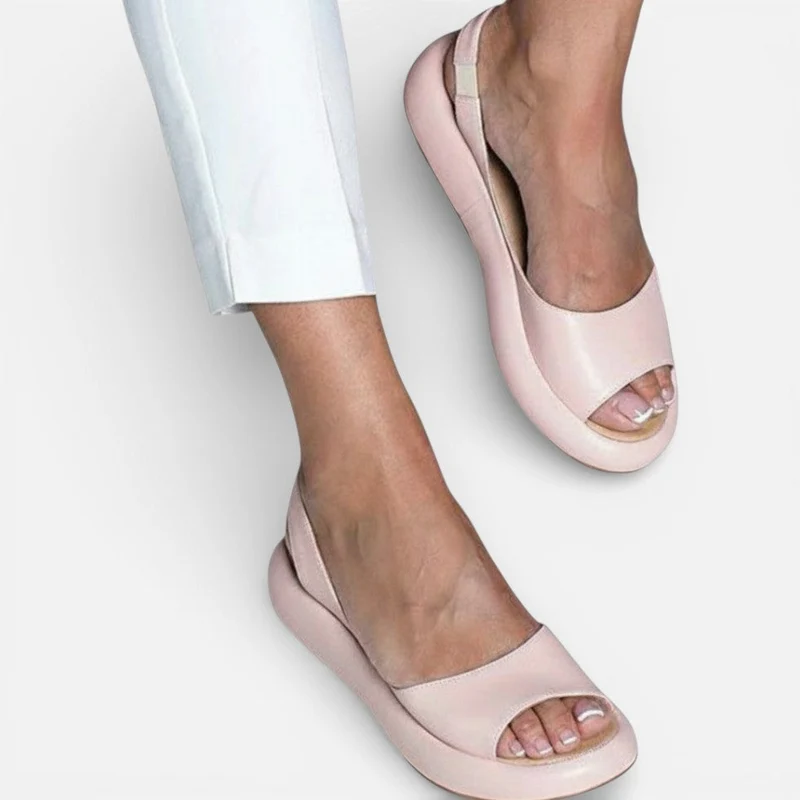 Damen Slingback Sandalen mit Plateau und offener Zehenpartie