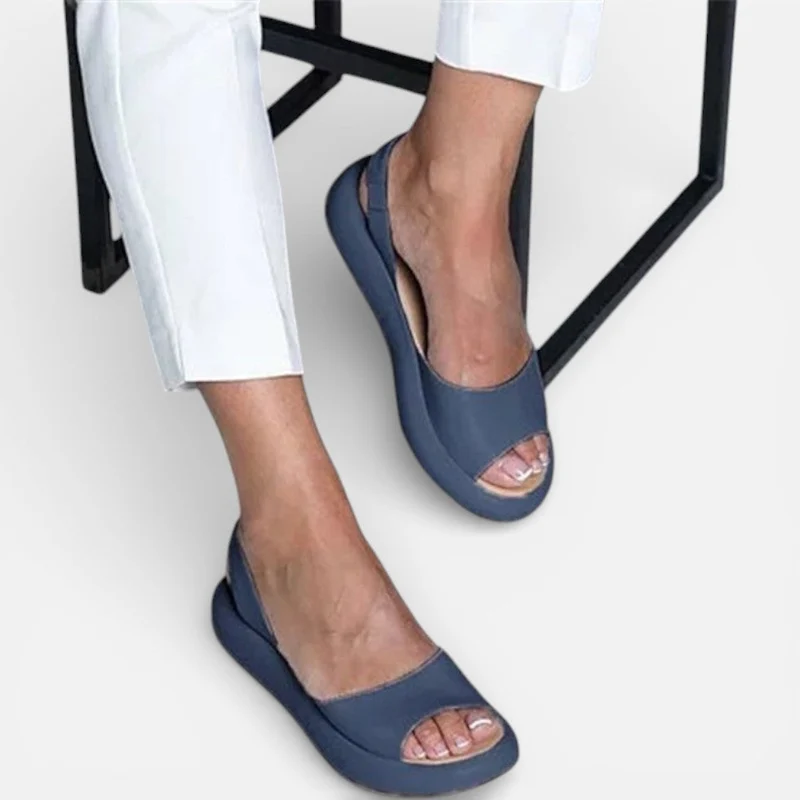 Damen Slingback Sandalen mit Plateau und offener Zehenpartie