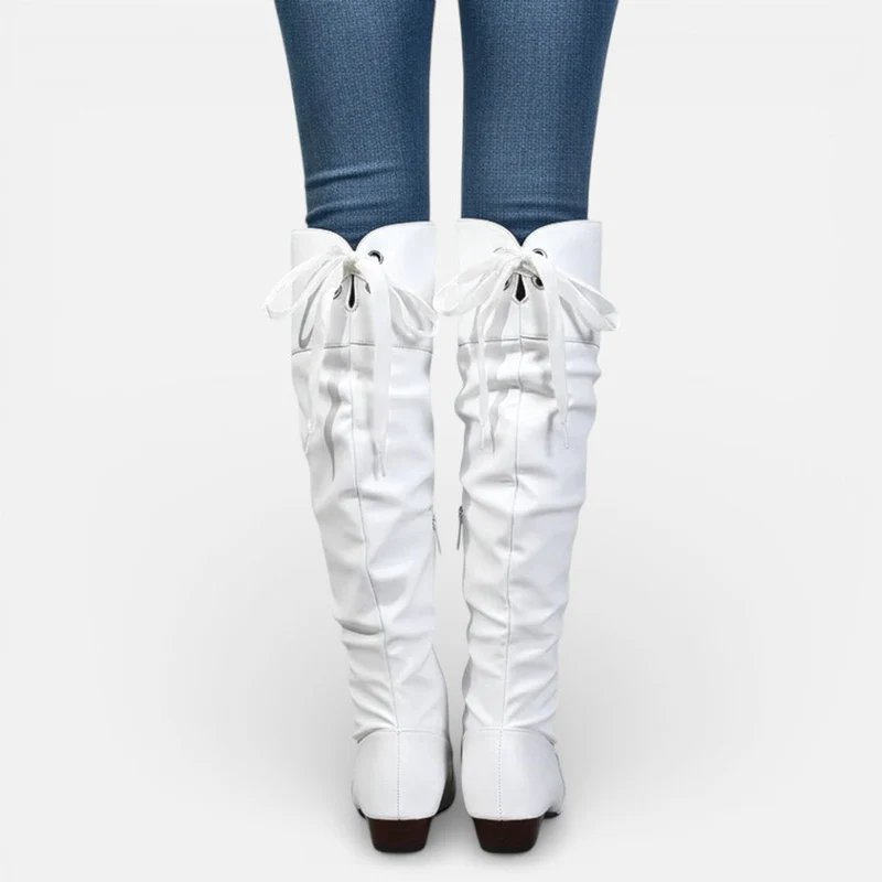 Damen Overknee Stiefel mit Blockabsatz