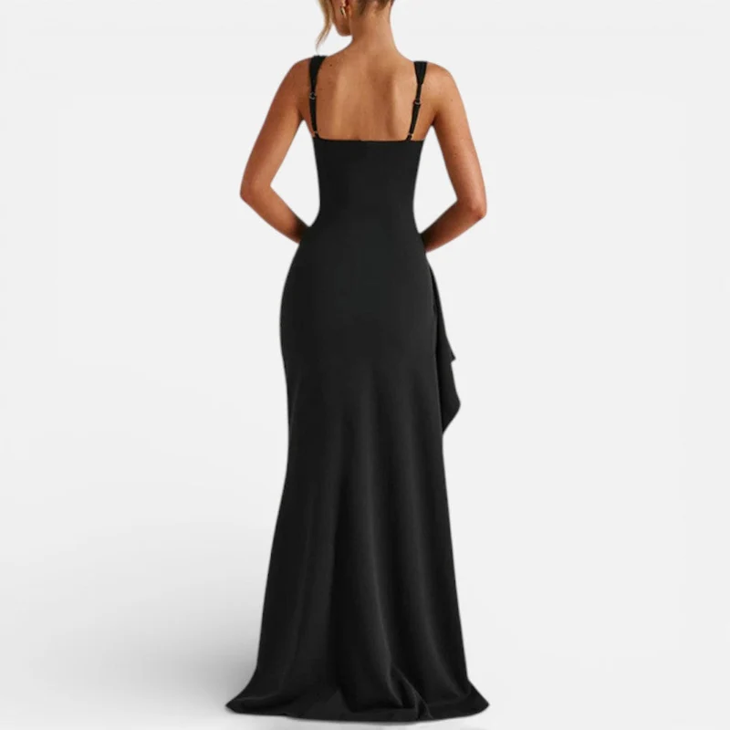 Damen Maxikleid mit Spaghettiträgern und Beinschlitz