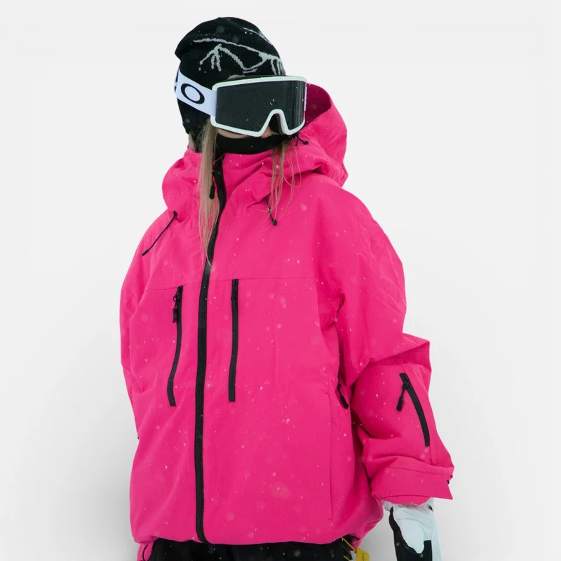 Damen Skijacke mit Kapuze und Reißverschlusstaschen