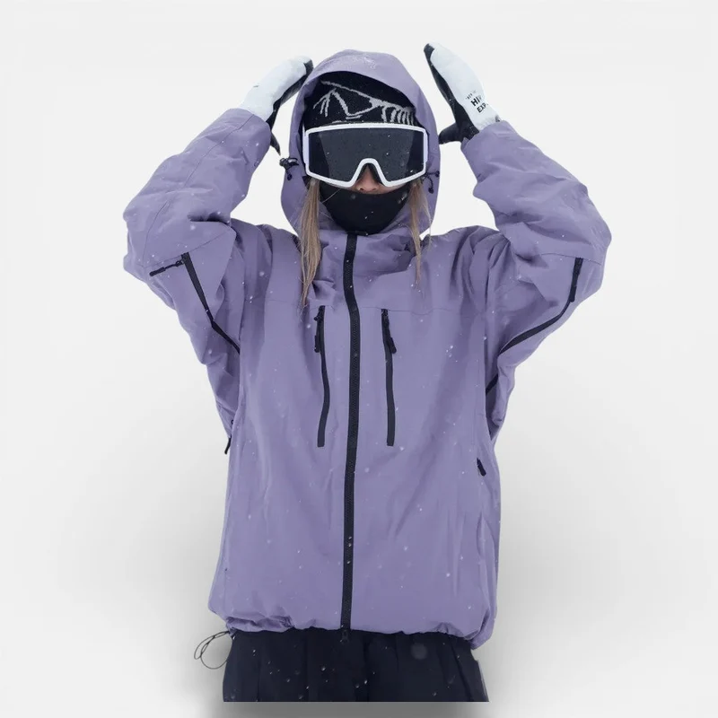 Damen Skijacke mit Kapuze und Reißverschlusstaschen