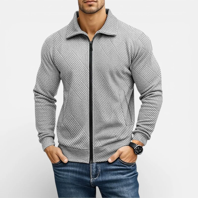 Herren Strickjacke mit Reißverschluss und Strukturmuster