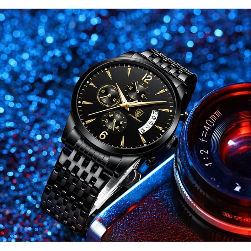 Herren Armbanduhr aus Edelstahl mit Quarzwerk und Datum