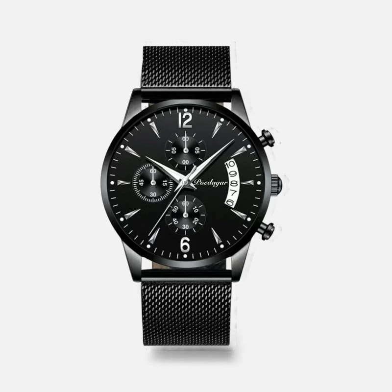 Herren Armbanduhr aus Edelstahl mit Quarzwerk und Datum