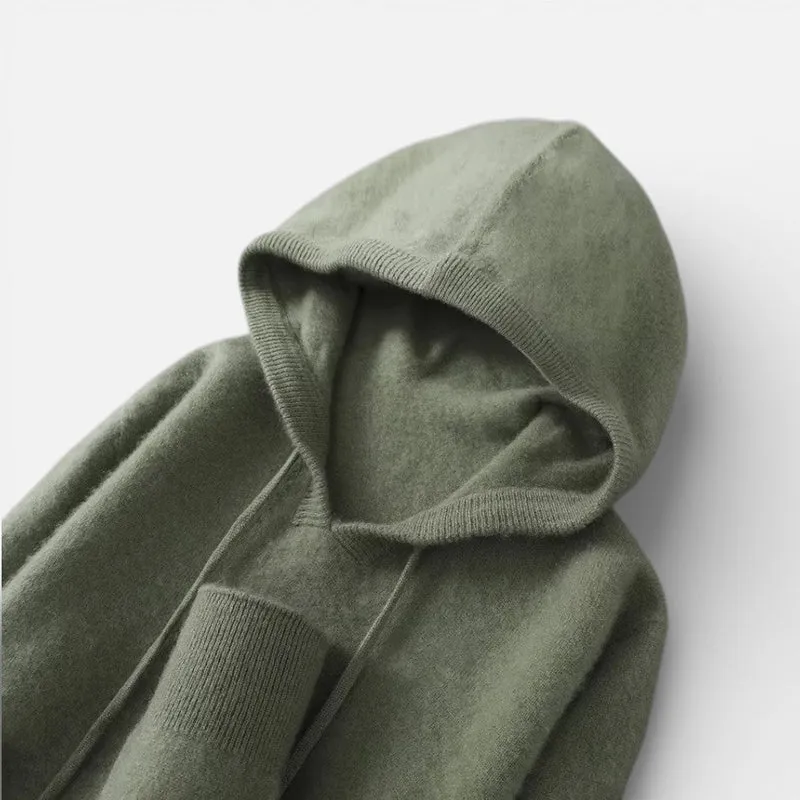 Kaschmir Strick Kapuzenpullover für Damen