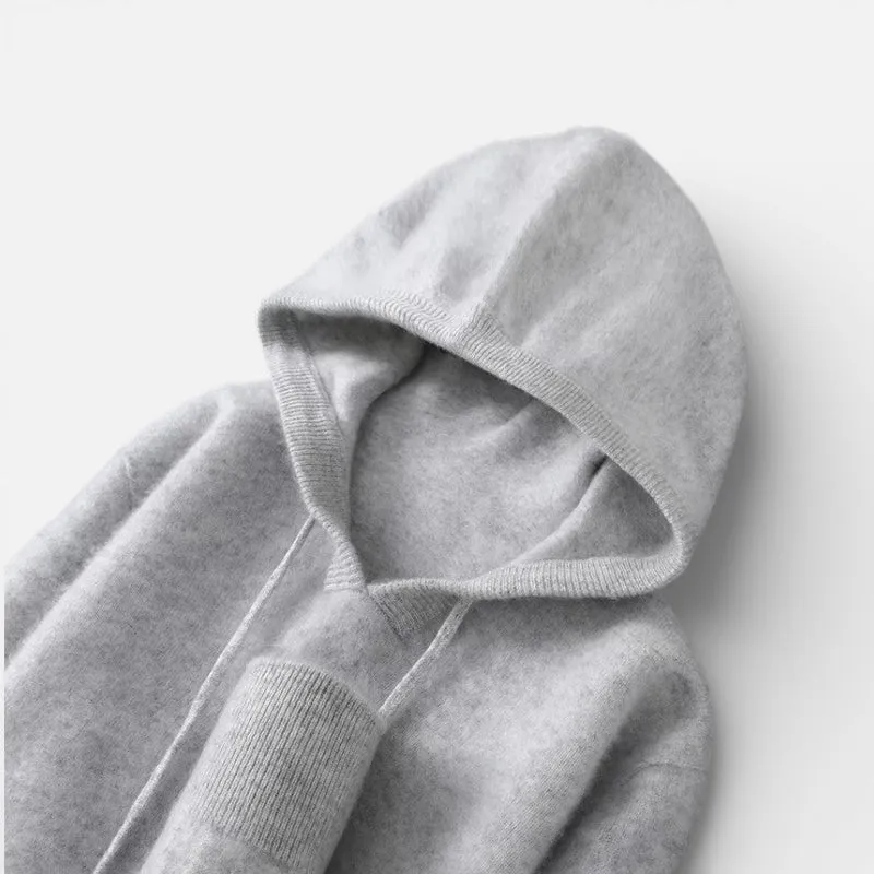 Kaschmir Strick Kapuzenpullover für Damen