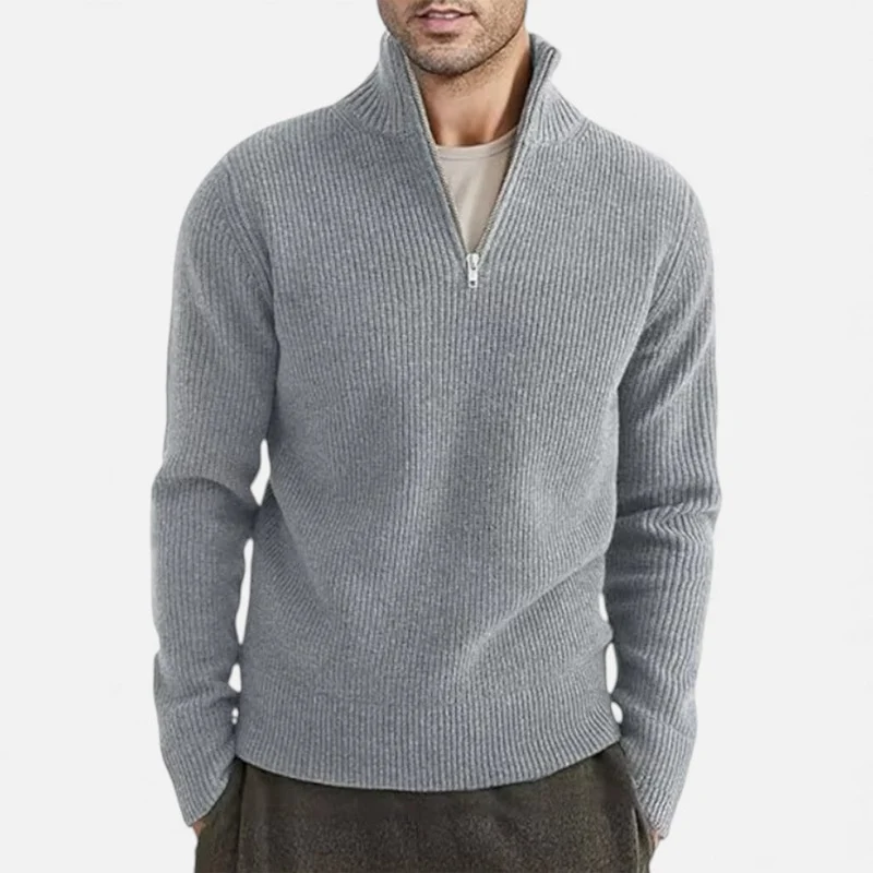 Herren Strickpullover mit Stehkragen und Reißverschluss