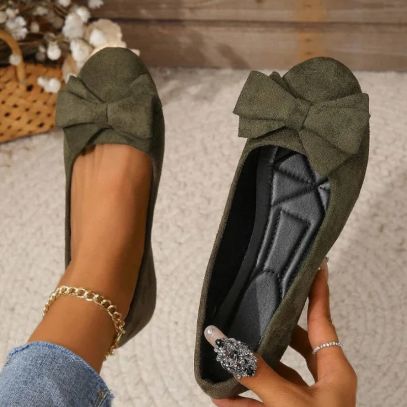 Damen Ballerinas mit Schleifendetail und flacher Sohle