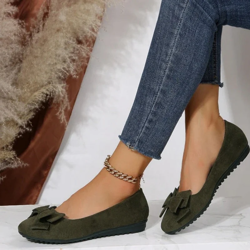 Damen Ballerinas mit Schleifendetail und flacher Sohle