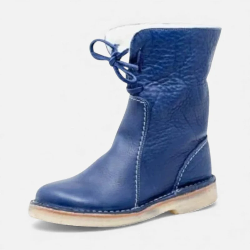 Gefütterte Damenstiefel mit Schnürung und Umschlag