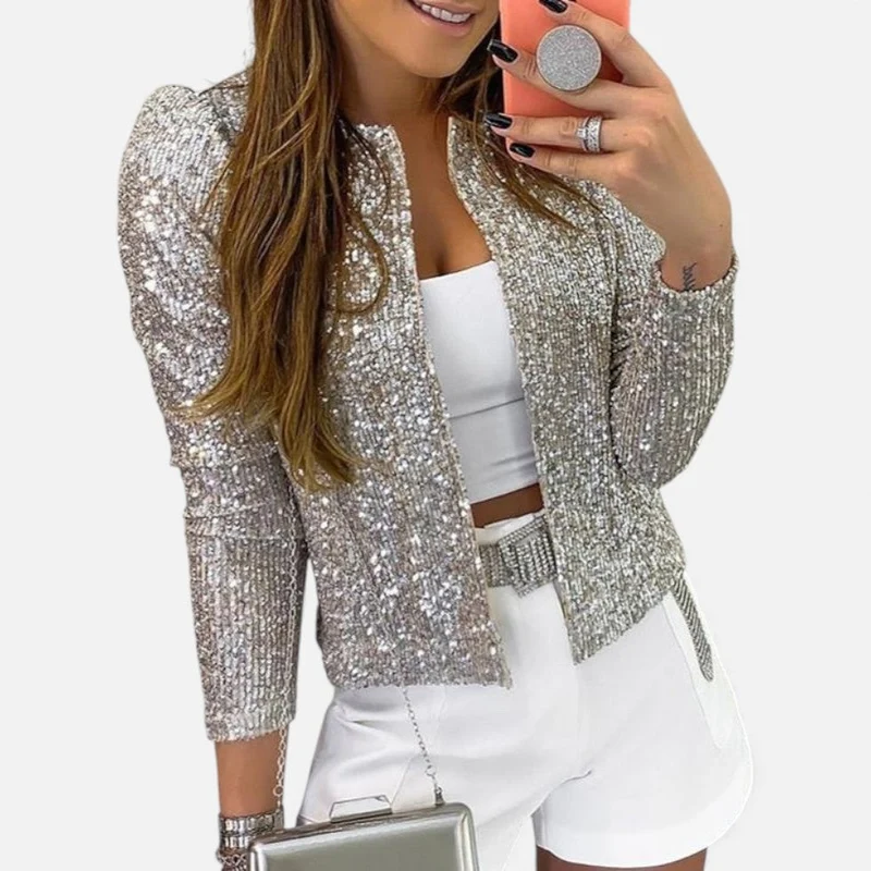 Glitzernde Damenjacke mit eleganter Passform