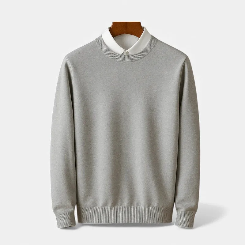 Feinstrick Pullover mit Hemdkragen Look für Herren