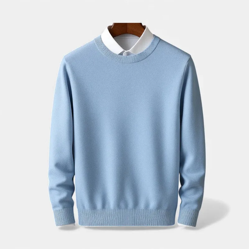 Feinstrick Pullover mit Hemdkragen Look für Herren