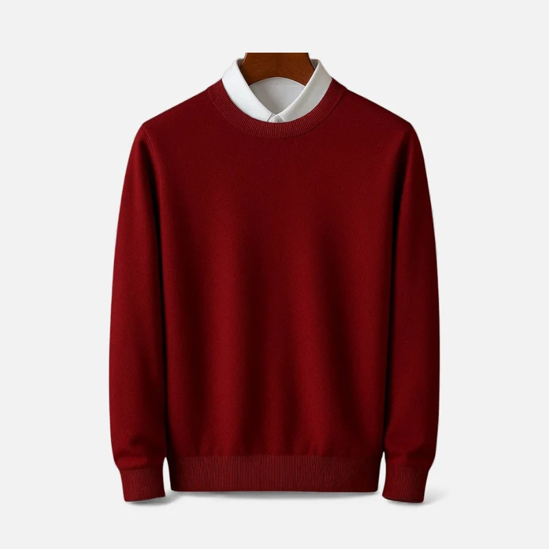Feinstrick Pullover mit Hemdkragen Look für Herren