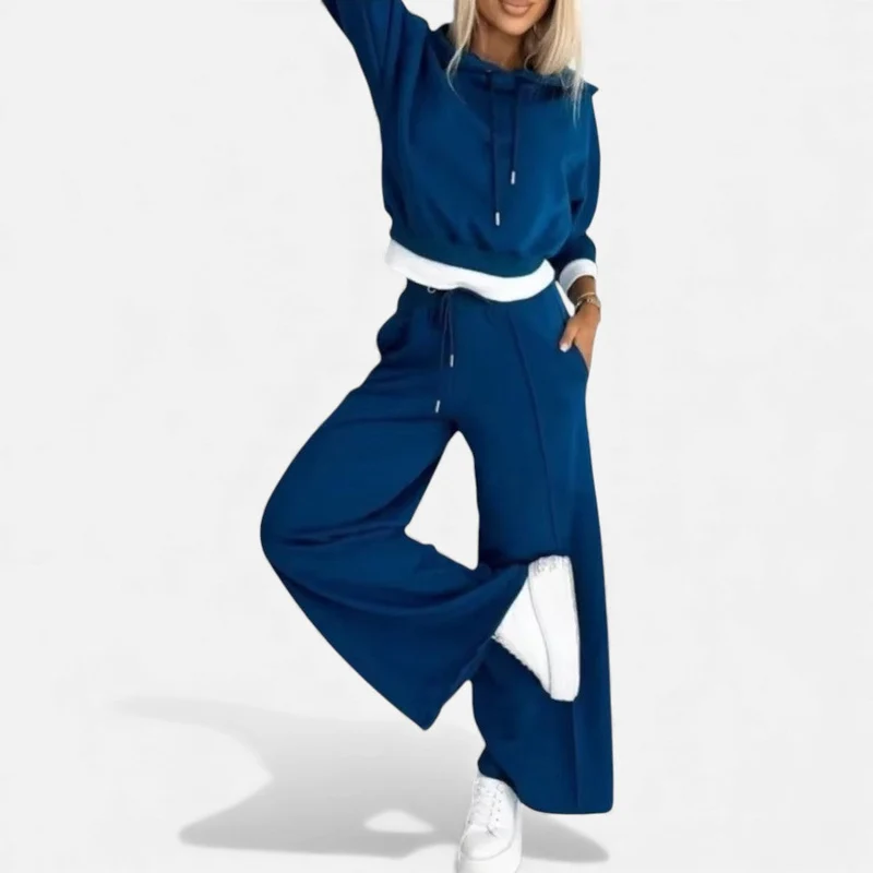 Damen Freizeitset mit Hoodie und weitem Bein