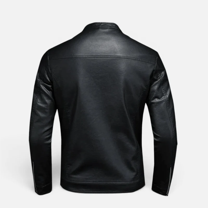 Herren Kunstlederjacke mit Stehkragen und Reißverschluss