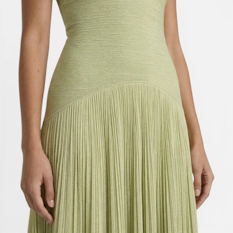 Damen Maxikleid trägerlos mit Plisseerock