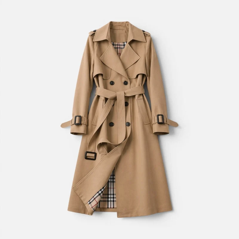 Damen Trenchcoat doppelreihig mit Reverskragen