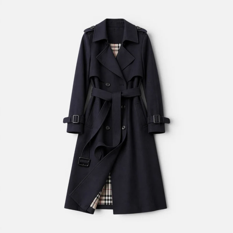 Damen Trenchcoat doppelreihig mit Reverskragen