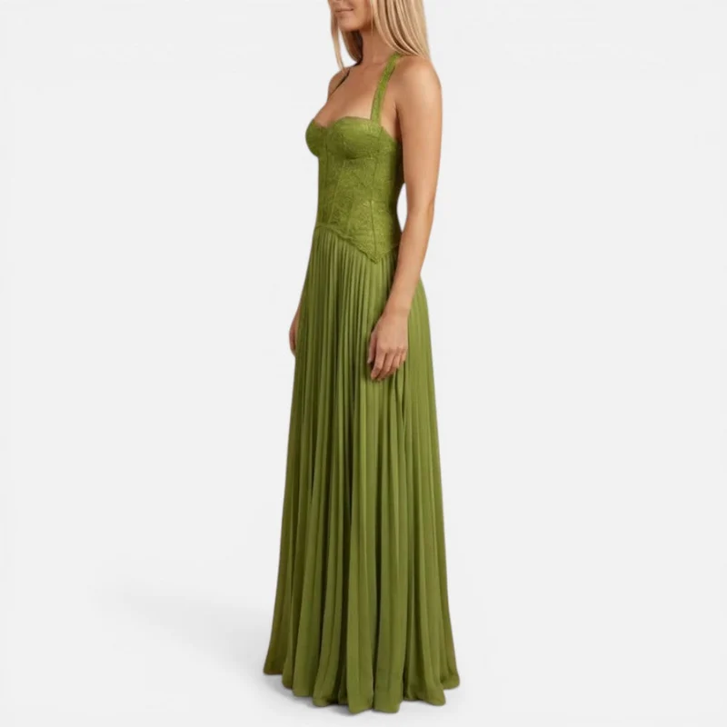Formelles Plissiertes Maxikleid mit Corsage