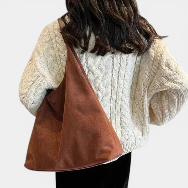 Damen Schultertasche aus Kunstleder mit großem Volumen