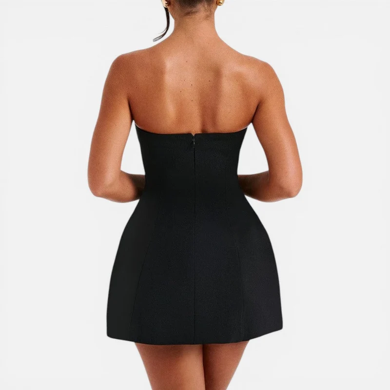 Bandeau Minikleid mit ausgestelltem Rock