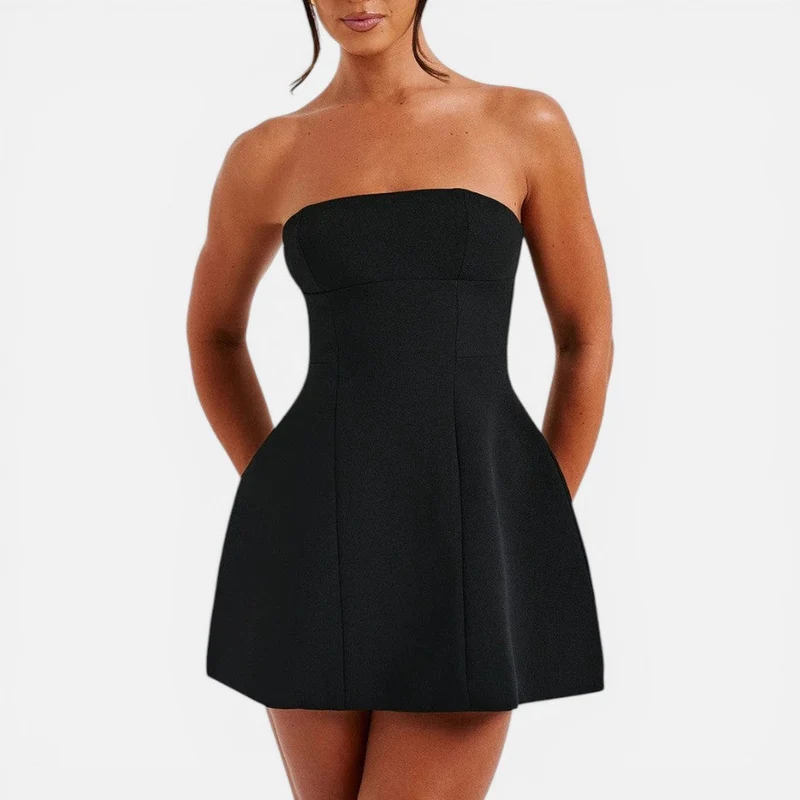 Bandeau Minikleid mit ausgestelltem Rock