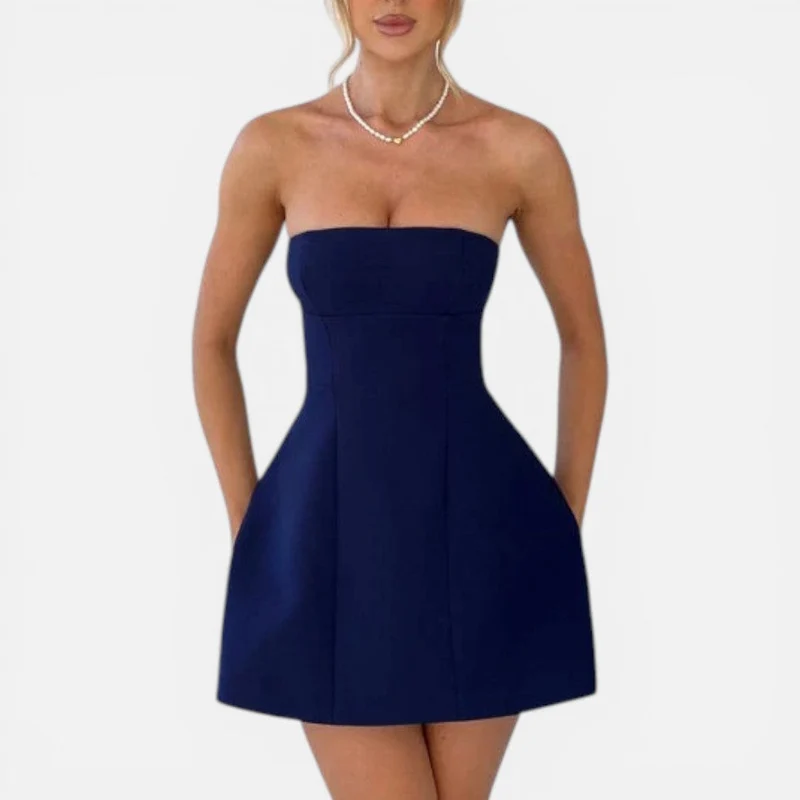 Bandeau Minikleid mit ausgestelltem Rock