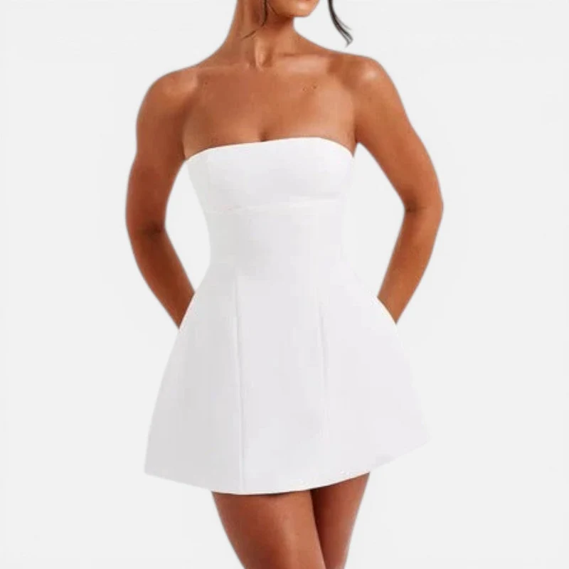 Bandeau Minikleid mit ausgestelltem Rock