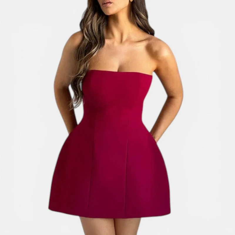Bandeau Minikleid mit ausgestelltem Rock